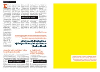 cintillo / tema
skjdhsakjhd kajsdhas-
kjdhkjasdhkasjhkajsdhkas-
jhaksjdhsak
dksajhd kasjdhkjashdkjas kajshdkajshd kjashdksajhd kasjdhkjas-
hdkjas kajshdkajshd kjashdksajhd kasjdhkjashdkjas kajshdkajshd
kjashdksajhd kasjdhkjashdkjas kajshdkajshd kjash
E
n un nuevo
avance oficial,
funcionarios
n a c i o n a l e s
salieron a
declarar que la
ley de Medios suspendida por
la Justicia es aplicable, por lo
que está en vigencia desde
hoy el plazo de desinversión
que establece el artículo 161
de la Ley de Servicios de
Comunicación Audiovisual.
Y realizaron la advertencia
de que las empresas de cable
que no respeten la nueva gri-
lla de programación dispues-
ta por la Autoridad de
Aplicación, podrían perder la
licencia; ayer dicha autoridad
emitió dos resoluciones con
un nuevo diagrama, a medida
de las señales oficiales y de
canales afines a la línea polí-
tica del Gobierno nacional.
Gabriel Mariotto, titular
de la Autoridad Federal, indi-
có hoy que la Ley de Medios
"no está suspendida, sino que
está aplicable". Y que “desde
los grupos monopólicos se
establecen conceptos con tal
de confundir", aseguró.
El funcionario nacional
dijo que la vigencia de la ley
"está sustentada por la Corte
Suprema de Justicia, que en
un dictamen reciente estable-
ció que la medida cautelar
que impedía la aplicación de
la ley carece de razonabili-
dad", al referirse a un recurso
presentado por el diputado
mendocino Enrique Thomas
"Ese fallo de la Corte habi-
lita su aplicación" dijo, y
explicó que la votación del
Supremo Tribunal fue unáni-
me (7 votos a 0). También
indicó que "los medios no
publicaron que ayer la
Cámara Federal de Salta falló
en los mismos términos con
respecto a un planteo simi-
lar", agregó.
Mariotto insistió en que
“esa falsedad en la construc-
ción de la noticia genera
incertidumbre y por eso (apa-
recen) las informaciones fal-
sas" y criticó al grupo Clarín
por "no querer vivir en plura-
lidad", señaló en diversas
declaraciones radiales.
Además, el titular de la
Autoridad Federal de
Aplicación de la Ley de
Servicios de Comunicación
Audiovisual, advirtió que
podrían "perder la licencia"
las empresas de cable que no
respeten la nueva grilla de
programación resuelta ayer y
que debería implementarse
desde octubre próximo.
Para el funcionario, “o
ajustarse (a la nueva grilla de
programación) es una falta
grave, eso puede tener una
sanción, y la falta grave
puede suponer la pérdida de
la licencia" por parte de las
empresas de televisión por
cable, dijo Mariotto.
En el mismo sentido, el jefe
de Gabinete nacional señaló
que “lo que hicieron fue una
media cautelar para impug-
narla, es un despropósito”, en
relación a las presentaciones
judiciales que frenaron la
vigencia de la ley.
Según Aníbal Fernández,
no se debe aguardar una defi-
nición de la Corte Suprema
de Justicia sobre el tema: “No
hay nada que tenga que estar
esperándose, la ley está habi-
litada”, sentenció el ministro
coordinador.
El funcionario nacional
dijo que la vigencia de la ley
"está sustentada por la Corte
Suprema de Justicia, que en
un dictamen reciente estable-
ció que la medida cautelar
que impedía la aplicación de
la ley carece de razonabili-
dad", al referirse a un recurso
presentado por el diputado
mendocino Enrique Thomas
"Ese fallo de la Corte habi-
lita su aplicación" dijo, y
explicó que la votación del
Supremo Tribunal fue unáni-
me (7 votos a 0). También
indicó que "los medios no
publicaron que ayer la
Cámara Federal de Salta falló
en los mismos términos con
respecto a un planteo simi-
lar", agregó.
Mariotto insistió en que
“esa falsedad en la construc-
ción de la noticia genera
incertidumbre y por eso (apa-
recen) las informaciones fal-
sas" y criticó al grupo Clarín
por "no querer vivir en plura-
lidad", señaló en diversas
declaraciones radiales.
Además, el titular de la
Autoridad Federal de
Aplicación de la Ley de
Servicios de Comunicación
Audiovisual, advirtió que
podrían "perder la licencia"
las empresas de cable que no
respeten la nueva grilla de
programación resuelta ayer y
que debería implementarse
desde octubre próximo.
Para el funcionario, “o
ajustarse (a la nueva grilla de
programación) es una falta
grave, eso puede tener una
sanción, y la falta grave
puede suponer la pérdida de
la licencia" por parte de las
empresas de televisión por
cable, dijo Mariotto.
En el mismo sentido, el jefe
de Gabinete nacional señaló
que “lo que hicieron fue una
media cautelar para impug-
narla, es un despropósito”, en
relación a las presentaciones
judiciales que frenaron la
vigencia de la ley.
Según Aníbal Fernández,
no se debe aguardar una defi-
nición de la Corte Suprema
de Justicia sobre el tema: “No
hay nada que tenga que estar
esperándose, la ley está habi-
litada”, sentenció el ministro
coordinador.
El funcionario nacional
dijo que la vigencia de la ley
"está sustentada por la Corte
Suprema de Justicia, que en
un dictamen reciente estable-
ció que la medida cautelar
que impedía la aplicación de
la ley carece de razonabili-
dad", al referirse a un recurso
presentado por el diputado
mendocino Enrique Thomas
"Ese fallo de la Corte habi-
lita su aplicación" dijo, y
explicó que la votación del
Supremo Tribunal fue unáni-
me (7 votos a 0). También
indicó que "los medios no
publicaron que ayer la
Cámara Federal de Salta falló
en los mismos términos con
Busca imponer la nueva grilla que benefi-
cia a canales oficiales y afines al Gobierno.
E insiste en que la Ley de Medios no está
suspendida pese a los fallos judiciales.
sjkahdkj sahkajsdhkajs hdka-
kasjhdk jsahdkjsads
de televisión por cable, dijo Mariotto.
En el mismo sentido, el jefe de Gabinete
nacional señaló que “lo que hicieron fue una
media cautelar para impugnarla, es un despro-
pósito”, en relación a las presentaciones judi-
ciales que frenaron la vigencia de la ley.
Según Aníbal Fernández, no se debe aguar-
dar una definición de la Corte Suprema de
Justicia sobre
el tema: “No
hay nada que
tenga que
estar esperán-
dose, la ley
está habilitada”, sentenció el ministro coordi-
nador.
El funcionario nacional dijo que la vigencia
de la ley "está sustentada por la Corte Suprema
de Justicia, que en un dictamen reciente esta-
bleció que la medida cautelar que impedía la
aplicación de la ley carece de razonabilidad", al
referirse a un recurso presentado por el dipu-
tado mendocino Enrique Thomas
"Ese fallo de la Corte habilita su aplicación"
dijo, y explicó que la votación del Supremo
Tribunal fue unánime (7 votos a 0). También
indicó que "los medios no publicaron que ayer
la Cámara Federal de Salta falló en los mismos
t é r m i n o s
con respecto
a un planteo
s i m i l a r " ,
agregó.
Mariotto
insistió en que “esa falsedad en la construcción
de la noticia genera incertidumbre y por eso
(aparecen) las informaciones falsas" y criticó
al grupo Clarín por "no querer vivir en plurali-
dad", señaló en diversas declaraciones radia-
les.
sj hakdjhsakj
hdaskjdh askjhd
kjashd jkashdkjsa
de televisión por cable, dijo Mariotto.
En el mismo sentido, el jefe de Gabinete nacional señaló que
“lo que hicieron fue una media cautelar para impugnarla, es un
despropósito”, en relación a las presentaciones judiciales que
frenaron la vigencia de la ley.
Según Aníbal Fernández, no se debe aguardar una defini-
ción de
la Corte
Suprema
d e
Justicia
sobre el
tema: “No hay nada que tenga que estar esperándose, la ley está
habilitada”, sentenció el ministro coordinador.
El funcionario nacional dijo que la vigencia de la ley "está
sustentada por la Corte Suprema de Justicia, que en un dicta-
men reciente estableció que la medida cautelar que impedía la
aplicación de la ley carece de razonabilidad", al referirse a un
4600 caracteres
1600 caracteres 950 caracteres
maqueta 2
 