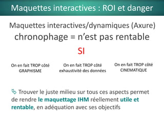 Maquettes interactives : ROI et danger
Maquettes interactives/dynamiques (Axure)

chronophage = n’est pas rentable
SI
On e...