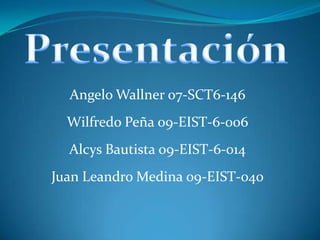 Angelo Wallner 07-SCT6-146
  Wilfredo Peña 09-EIST-6-006
  Alcys Bautista 09-EIST-6-014
Juan Leandro Medina 09-EIST-040
 