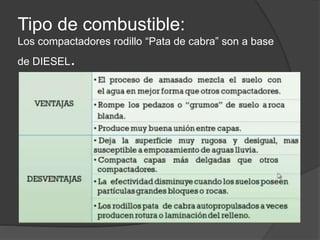 Tipo de combustible:
Los compactadores rodillo “Pata de cabra” son a base
de DIESEL.
 