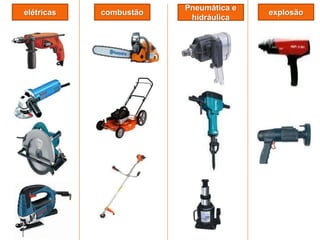 elétricas combustão
Pneumática e
hidráulica
explosão
 