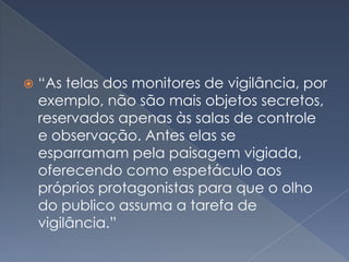  	O programa do gênero reality show, Big Brother Brasil (BBB) da Rede Globo,atingiu a quinta edição com recordes de audiência, possibilitando analisar atransformação de “espectadores” em “usuários” por meios interativos como a telefonia ea Internet através dos modelos de CRM ou Marketing Relacionamento. Este artigoanalisa como a Rede Globo através do BBB ordena um processo cognitivo que ensina aintrojetar na subjetividade do telespectador-usuário os valores do conceito do“panóptico invertido” típico da pós-modernidade definido por Foucault (2003) eDeleuze (1994). Que estrutura relacionamentos virtuais regidos pelos valores queGilberto Freyre (1954) associava à ideologia dos jesuítas e dos franciscanos naformação do povo brasileiro, sub-classificados por sua vez pelas identidades dosarquétipos de personalidade de Mark e Pearson (2001). http://galaxy.intercom.org.br:8180/dspace/bitstream/1904/17485/1/R1824-1.pdf