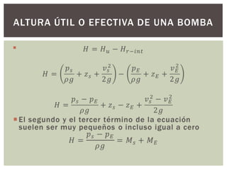 ALTURA ÚTIL O EFECTIVA DE UNA BOMBA


 