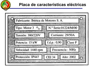 Placa de características eléctricas
 