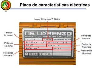 Placa de características eléctricas
 