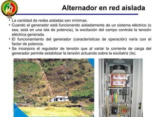 Máquinas polos salientes. Regulación tensión
dqdqd
odqdqo
dqddo
)IX(Xsenψ*)IX(Xbd
bcdtriànguloelEn
δψ
OdE;)IXj(XIjXVE
)I(IjXIjXVE
−=−=
+=
=−++=
−++=
ϕ
V+jXq
*I
ab = Xq I
ac = Xd I
bc = (Xd - Xq)I
j Xq I
ψ
O
O
 