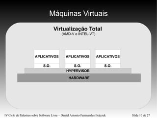 Máquinas Virtuais Virtualização Total  (AMD-V e INTEL-VT) 