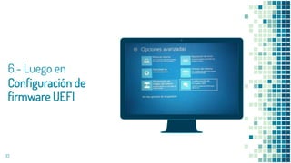 Place your screenshot here
6.- Luego en
Configuración de
firmware UEFI
13
 