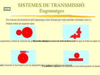 PALANQUES. Tipus 1 En tota palanca tenim tres elements imprescindibles: Primer gènere.  Té el punt de recolzament col·locat entre la potència i la resistència. Índex Potencia o força que apliquem Punt de recolzament Resistència o força que desitgem superar Segon gènere.  Té la resistència col·locada entre la potència i el punt de recolzament. Tercer gènere.  Té la potència col·locada entre la resistència i el punt de recolzament. 