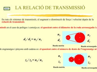 PALANQUES. Tipus 2 En la vida diària ens trobam amb molts aparells i màquines que combinen varis tipus de palanques, són el que anomenem palanques múltiples. Índex 