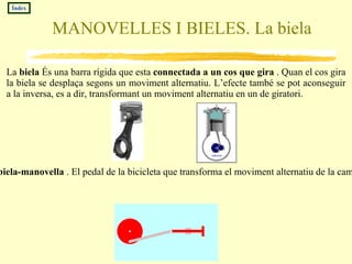 SISTEMAS DE TRANSMISSIÓ. Índex Mitjançant rodes de fricció:  són mecanismes amb dos o més rodes que estan en contacte. Quan gira una fa girar a l’altra en sentit contrari. Els eixos de las rodes han d’estar molt pròxims i poden ser paral·lels o que se tallin. Transmissió mitjançant politges i corretja : són mecanismes formats por dues o més politges connectades entre sí mitjançant corretges. Els eixos de las rodes poden estar molt allunyades i poden estar paral·lels o tallar-se. Les corretges poden col·locar-se creuades per a canviar el sentit de giro. Segons els diàmetres de las rodes i la roda que actuï com motriu podem aconseguir modificar la relació entre la velocitat de giro i la força de una roda i altra. Transmissió mitjançant pinyons i cadena:  són mecanismes compostos por dos rodes dentades unides mitjançant una cadena. Se comporten com las transmissions mitjançant politges i corretja, però amb l'avantatge de que, al ser las rodes dentades, la cadena no corre perill de lliscar. Els sistemes de transmissió són mecanismes que  se empren per a transmetre moviments de un eix a altre . Existeixen varis sistemes: 