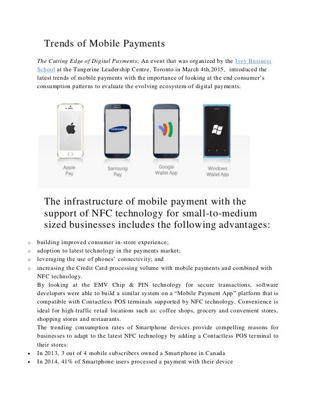 THE FUTURE OF MOBILE PAYMENTS NFC TECHNOLOGY USING A MOBILE PAYMENT APP