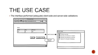  The interface performed (adequate) client-side and server-side validations
 