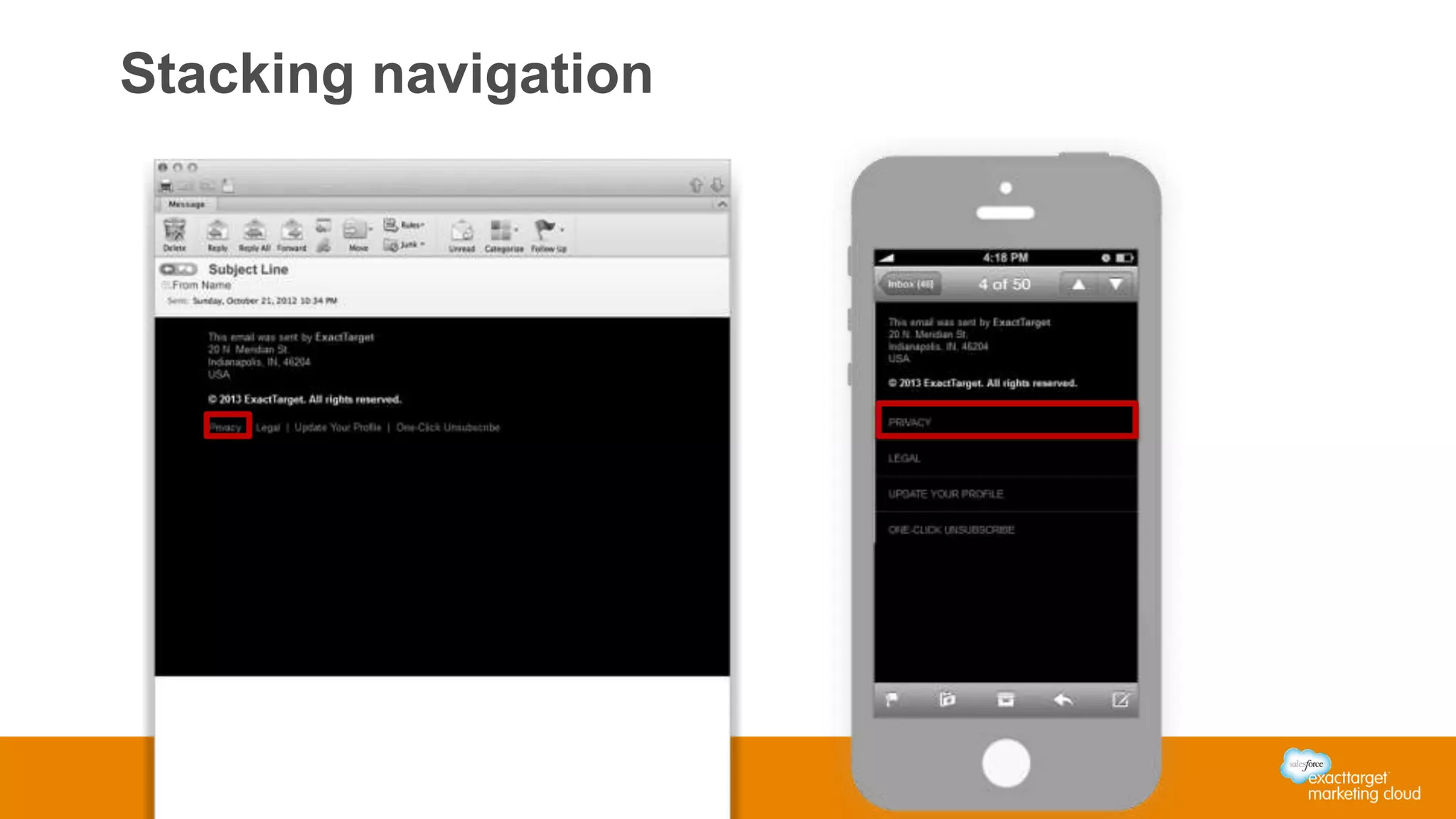 Stacking navigation
 