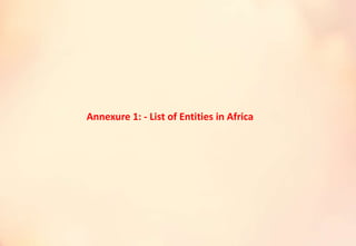 Annexure 1: - List of Entities in Africa
 