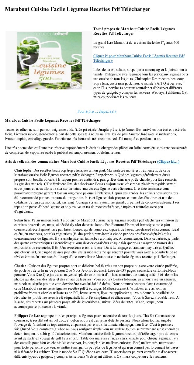 Marabout Cuisine Facile Legumes Recettes Pdf Telecharger