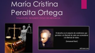 María Cristina
Peralta Ortega
TITULACION : SEGUNDO CICLO DE ABOGACIA
 