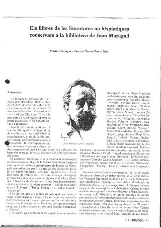Els llibres de les literatures no hispàniques conservats a la biblioteca de Joan Maragall