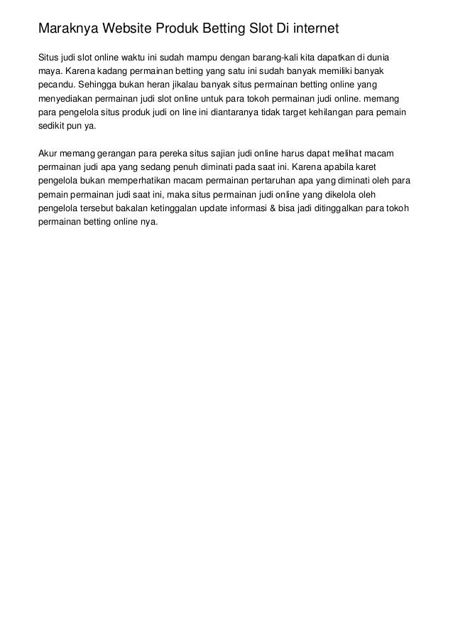 Maraknya Website Produk Betting Slot Di internet