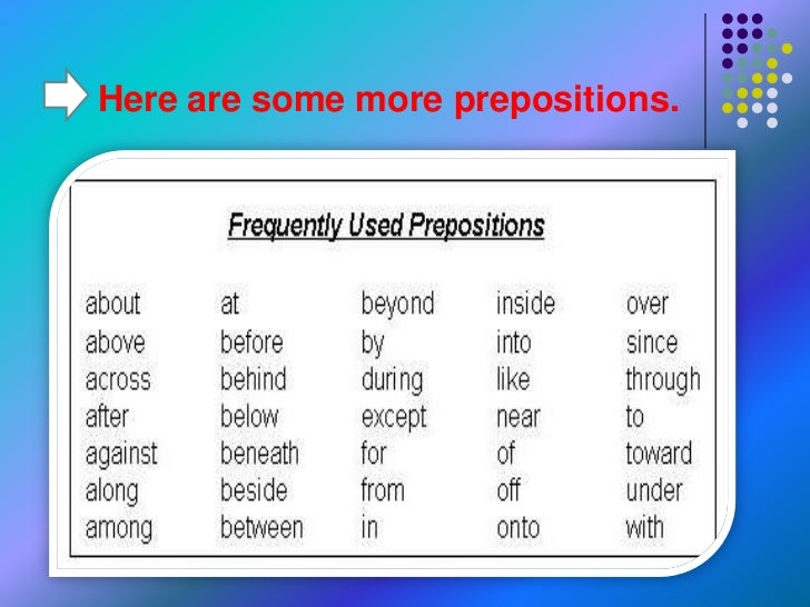 Learning about prepositions