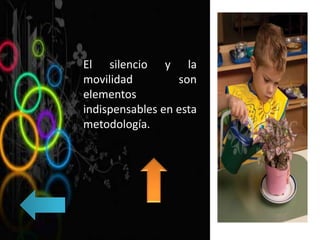 El silencio y la
movilidad son
elementos
indispensables en esta
metodología.
 