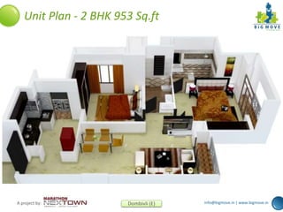 info@bigmove.in | www.bigmove.inA project by: Dombivli (E)
Unit Plan - 2 BHK 953 Sq.ft
 
