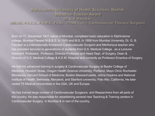 Dr. G. B. Parulkar awarded The Marathon Teacher Award PPT