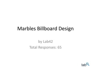 Marbles Billboard Design by Lab42 Total Responses: 65 