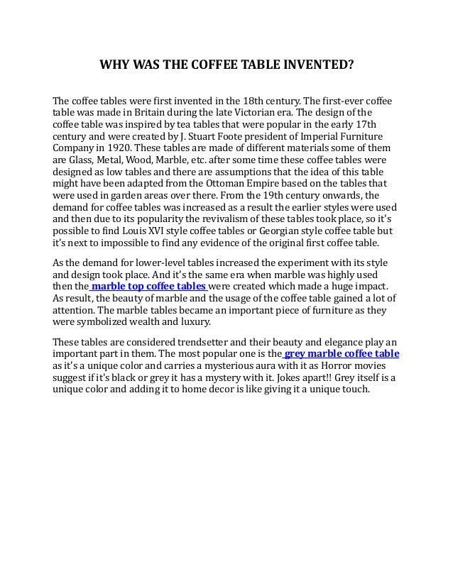 WHY WAS THE COFFEE TABLE INVENTED? PDF