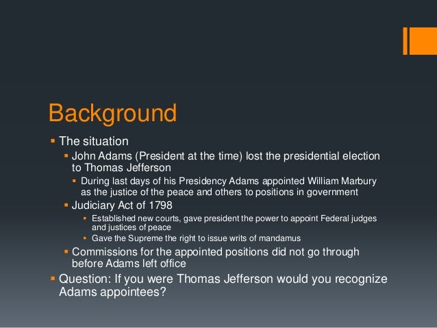 marbury v madison background facts