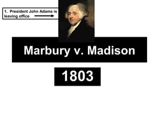 1. President John Adams is
leaving office

Marbury v. Madison

1803

 
