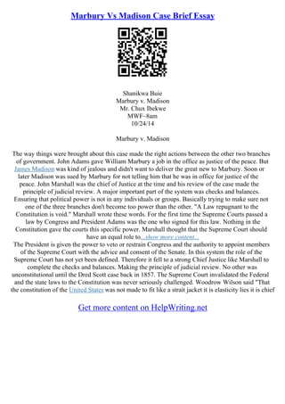 Marbury v madison case brief deals