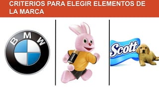 CRITERIOS PARA ELEGIR ELEMENTOS DE
LA MARCA
 