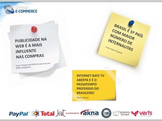 INTERNET BATE TV
ABERTA E É O
PASSATEMPO
PREFERIDO DO
BRASILEIRO
 