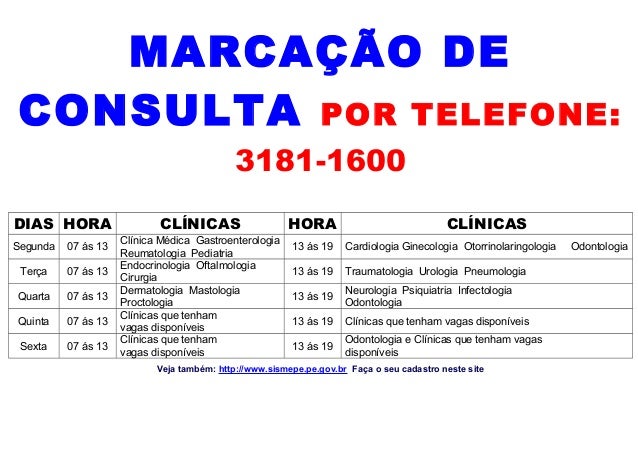 Marcação de consulta por telefone no SISMEPE