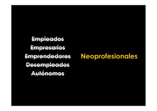 Empleados
Empresarios
Emprendedores NeoprofesionalesEmprendedores
Desempleados
Autónomos
Neoprofesionales
