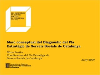 Marc conceptual del Diagnòstic del Pla
Estratègic de Serveis Socials de Catalunya
Núria Fustier
Coordinadora del Pla Estratègic de
Serveis Socials de Catalunya
                                             Juny 2009
 