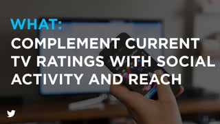 COMPLEMENT CURRENT
TV RATINGS WITH SOCIAL
ACTIVITY AND REACH
WHAT:
 