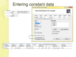 Entering constant data