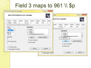 Field 3 maps to 961 \\ $p