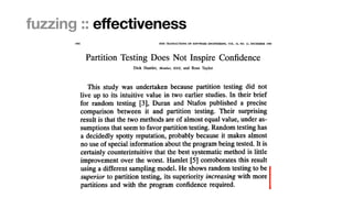 Marcel Böhme, Max Planck Institute for Security and Privacy · RUB Tag der Informatik · The Curious Case of Fuzzing for Automated Software Testing
fuzzing :: effectiveness
 
