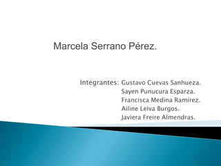 Marcela Serrano Pérez.
Integrantes: Gustavo Cuevas Sanhueza.
Sayen Punucura Esparza.
Francisca Medina Ramírez.
Ailine Leiva Burgos.
Javiera Freire Almendras.
 