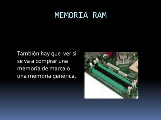 RANURA AGP TIPO 8X     Asegúrese que la ranura tipo  AGP, para el manejo del video, sea capaz de soportar el nuevo estándar 8x: de esta manera, podrá conectar en ella las mas modernas tarjetas de video.