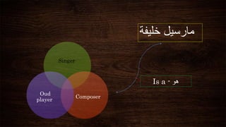 Singer
Composer
Oud
player
‫مارسيل‬
‫خليفة‬
Is a - ‫هو‬
 