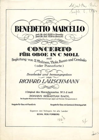 Marcello benedetto   concerto pour hautbois et piano en do mineur