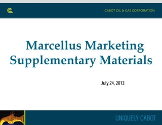 Marcellus Marketing
Supplementary Materials
July 24, 2013
 