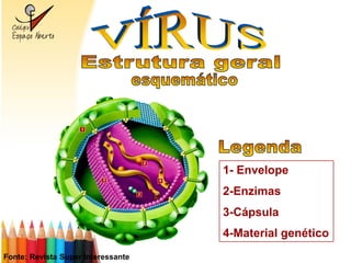 1- Envelope
                                    2-Enzimas
                                    3-Cápsula
                                    4-Material genético
Fonte: Revista Super Interessante
 