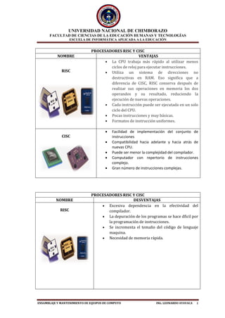 Procesadores CISC y RISC | PDF