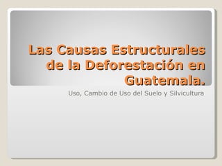Las Causas Estructurales de la Deforestación en Guatemala. Uso, Cambio de Uso del Suelo y Silvicultura 
