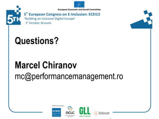 Questions?
Marcel Chiranov
mc@performancemanagement.ro